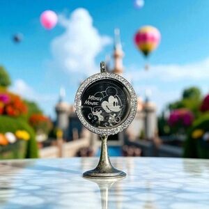 Origami Owl Large Mickey Mouse Twist Locket w/plate & charms